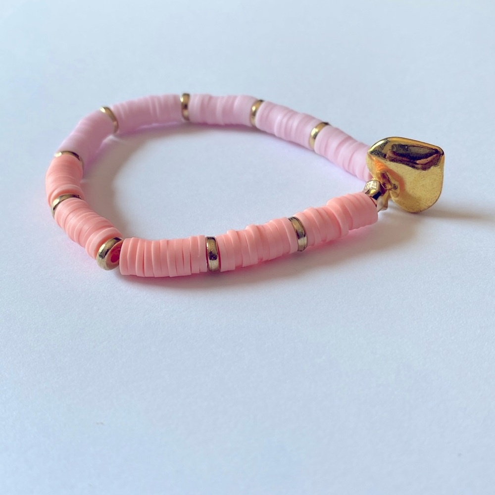 Hand Crafted Bracelet Two Colors Heart Charm
